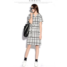 2015 New Arrival Casual Fashion Summer Plaid Print Women Dress